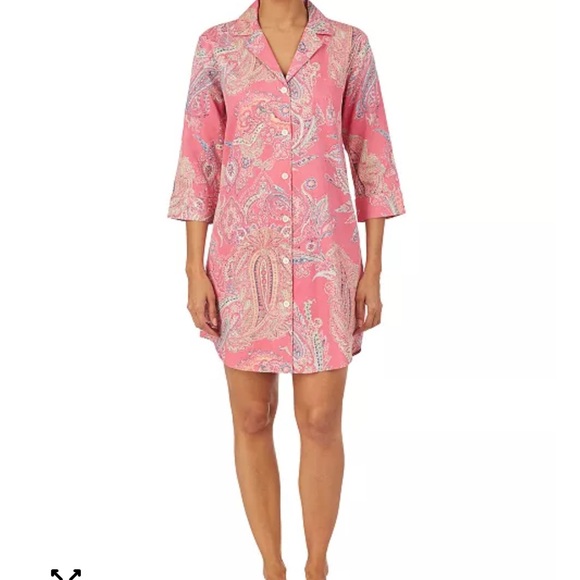 Lauren Ralph Lauren Other - Lauren Ralph Lauren Women’s Pink Paisley Cotton Blend Sleep Shirt Size Large